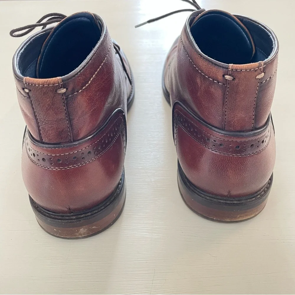 Steve Madden Bowen Mens 10.5 Brown Leather Chukka Dress Boots Wingtip Detail